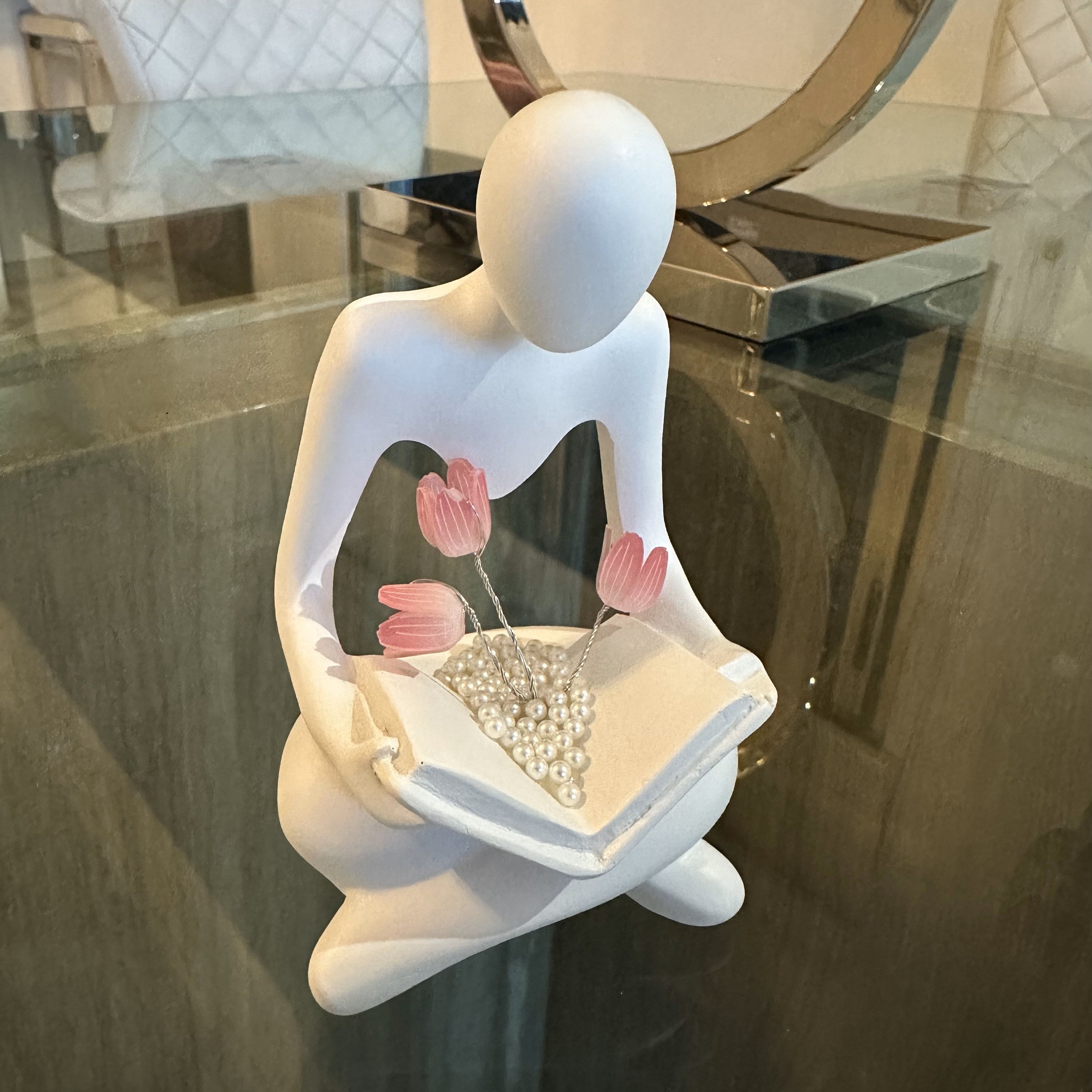 Illuminated Rose Reader Sculpture