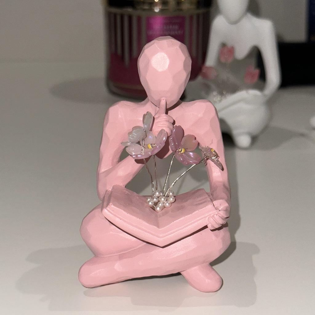 Illuminated Rose Reader Sculpture