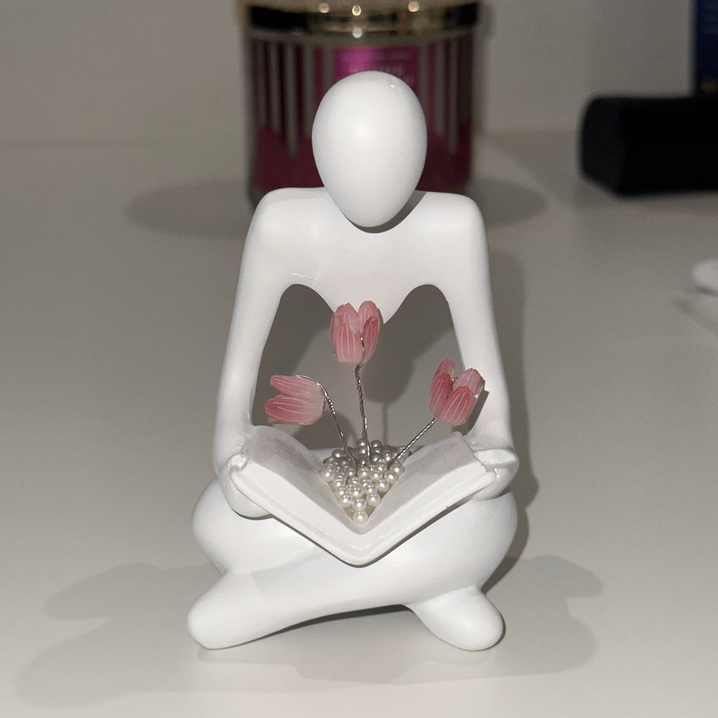 Illuminated Rose Reader Sculpture