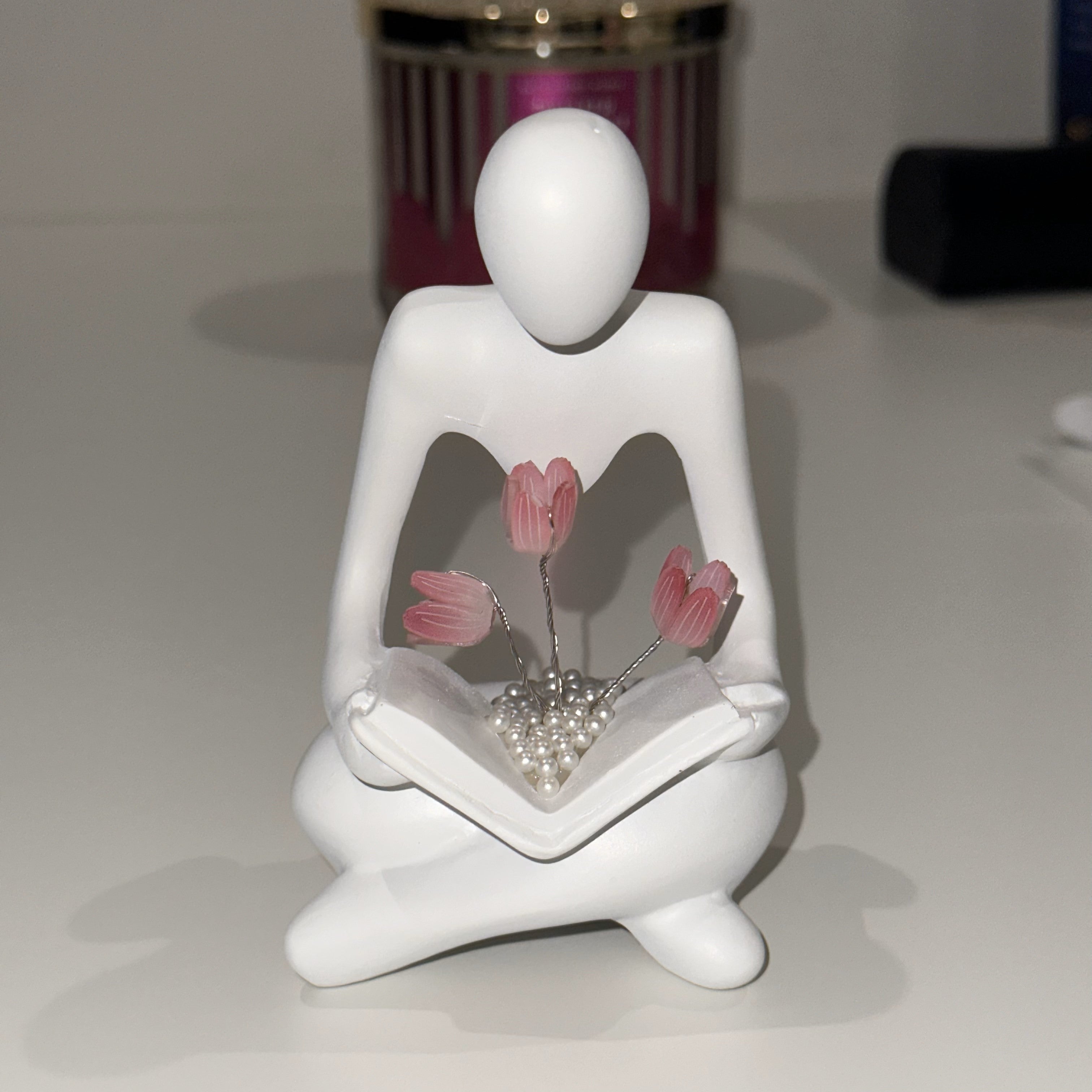 Illuminated Rose Reader Sculpture