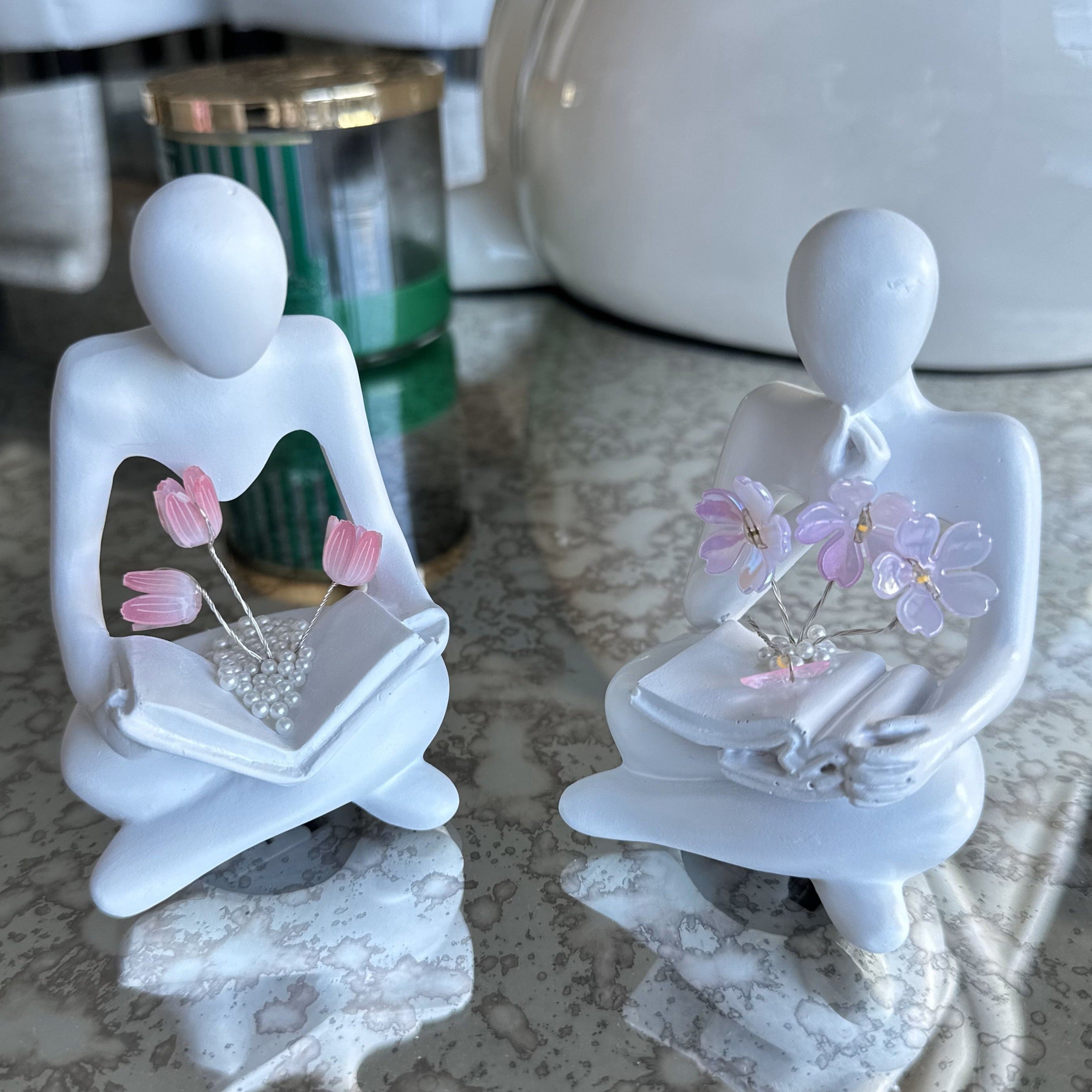 Illuminated Rose Reader Sculpture