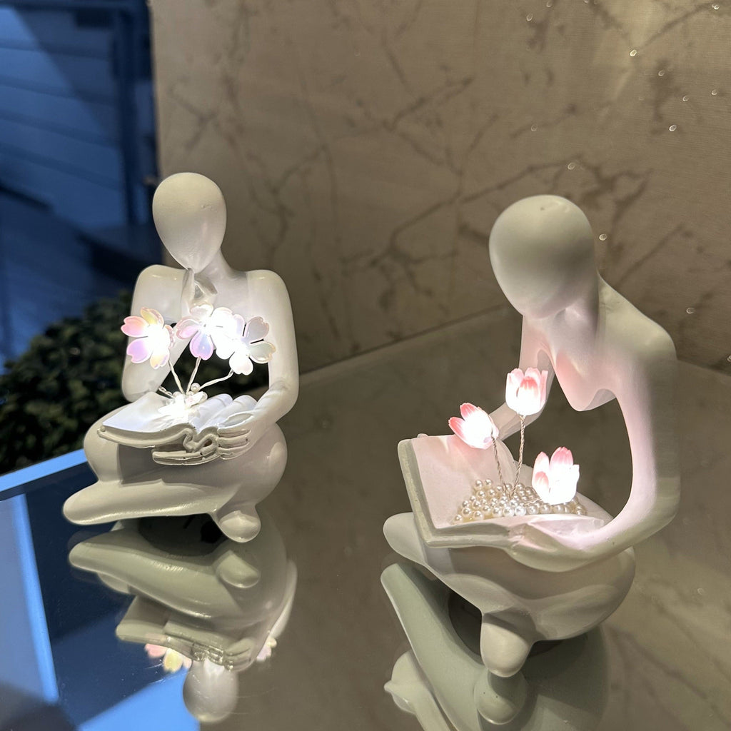 Illuminated Rose Reader Sculpture