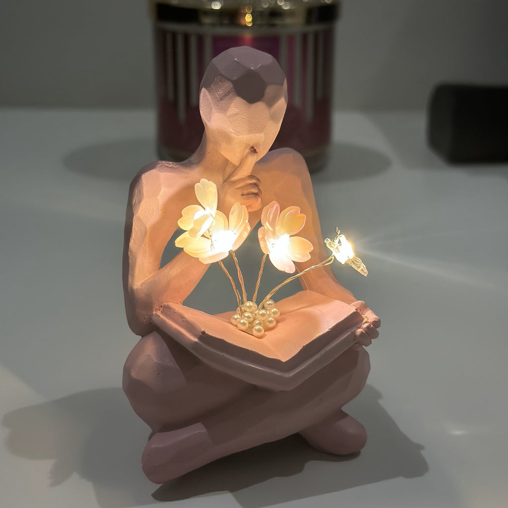 Illuminated Rose Reader Sculpture