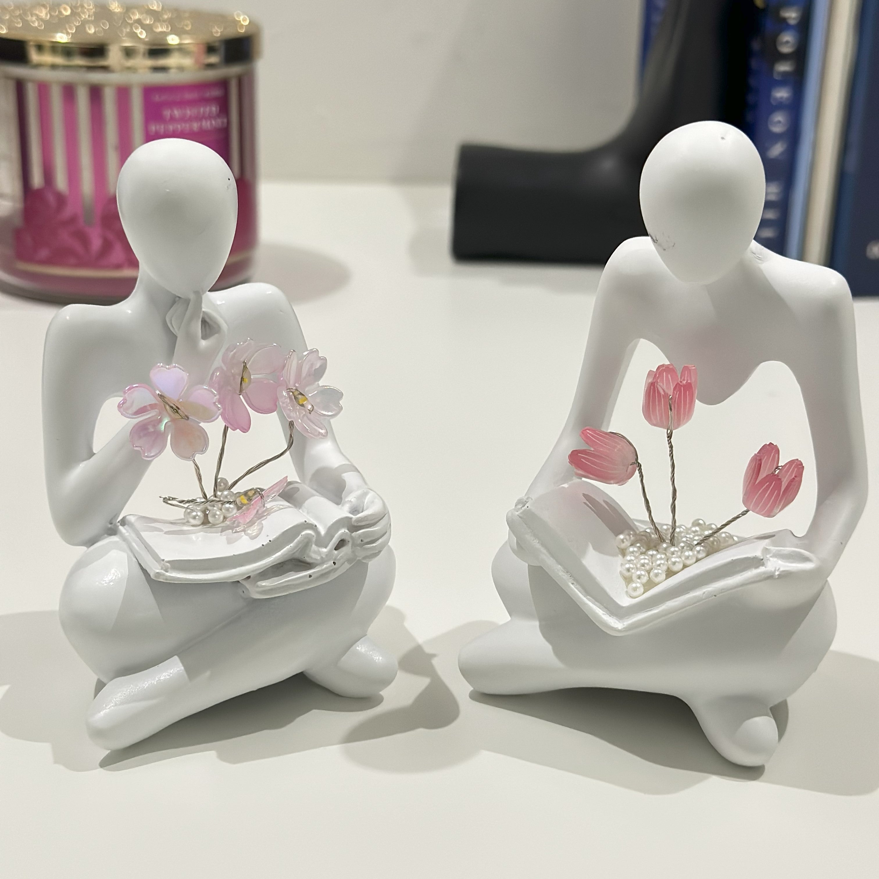 Illuminated Rose Reader Sculpture