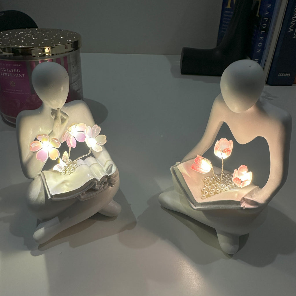 Illuminated Rose Reader Sculpture