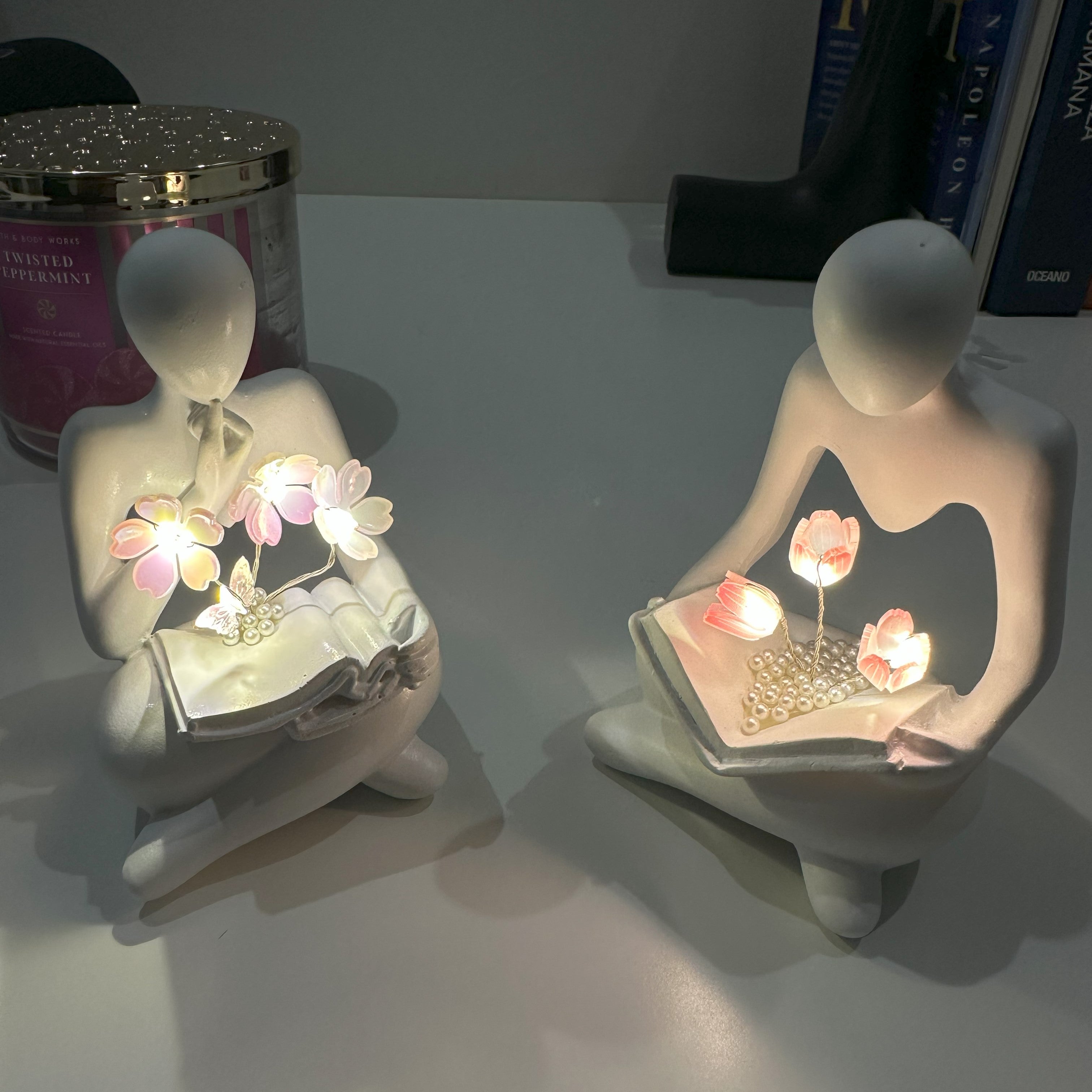 Illuminated Rose Reader Sculpture