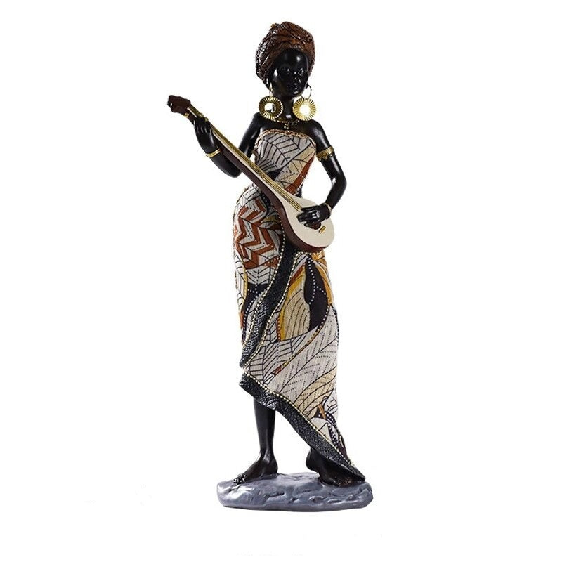 African Female Musician Sculpture