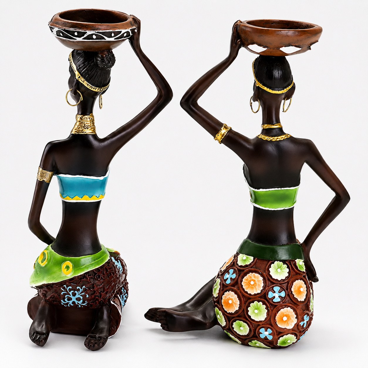 African Women Candle Holder Sculptures