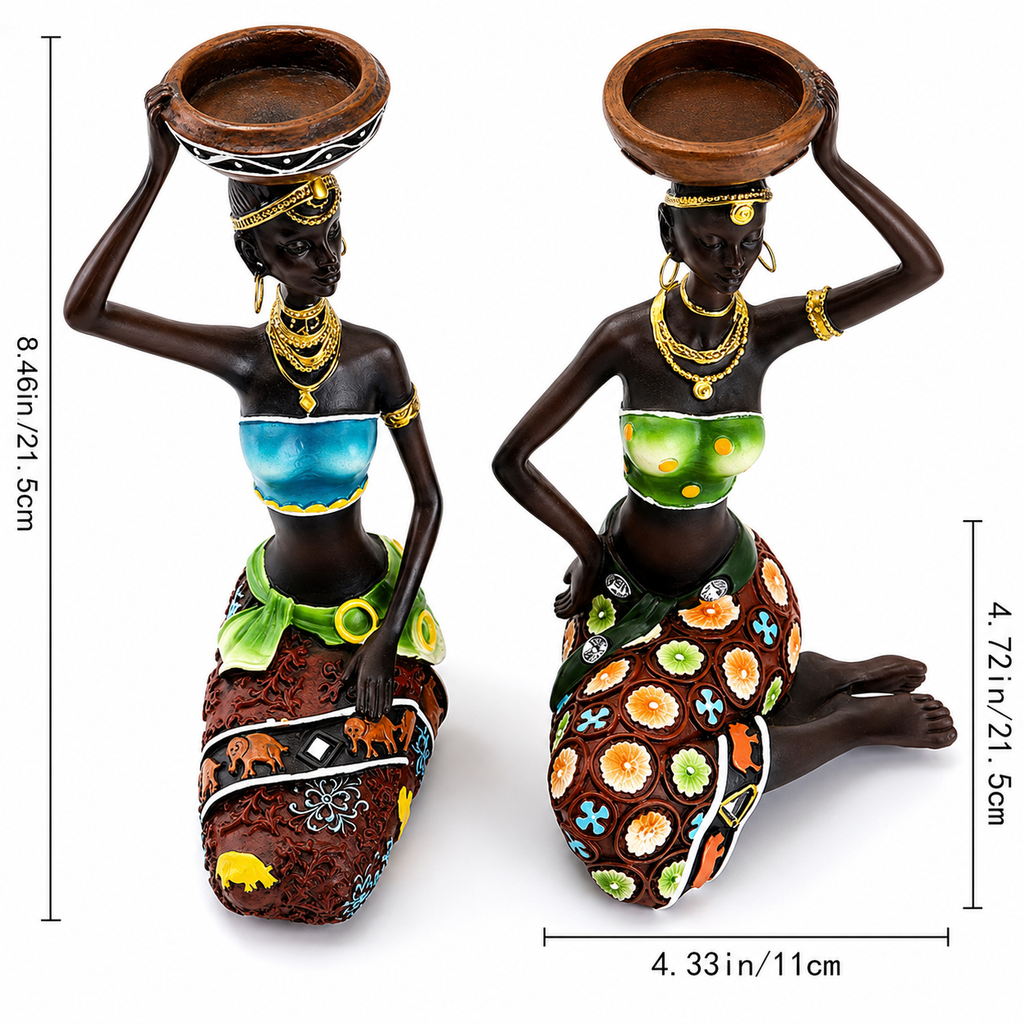 African Women Candle Holder Sculptures