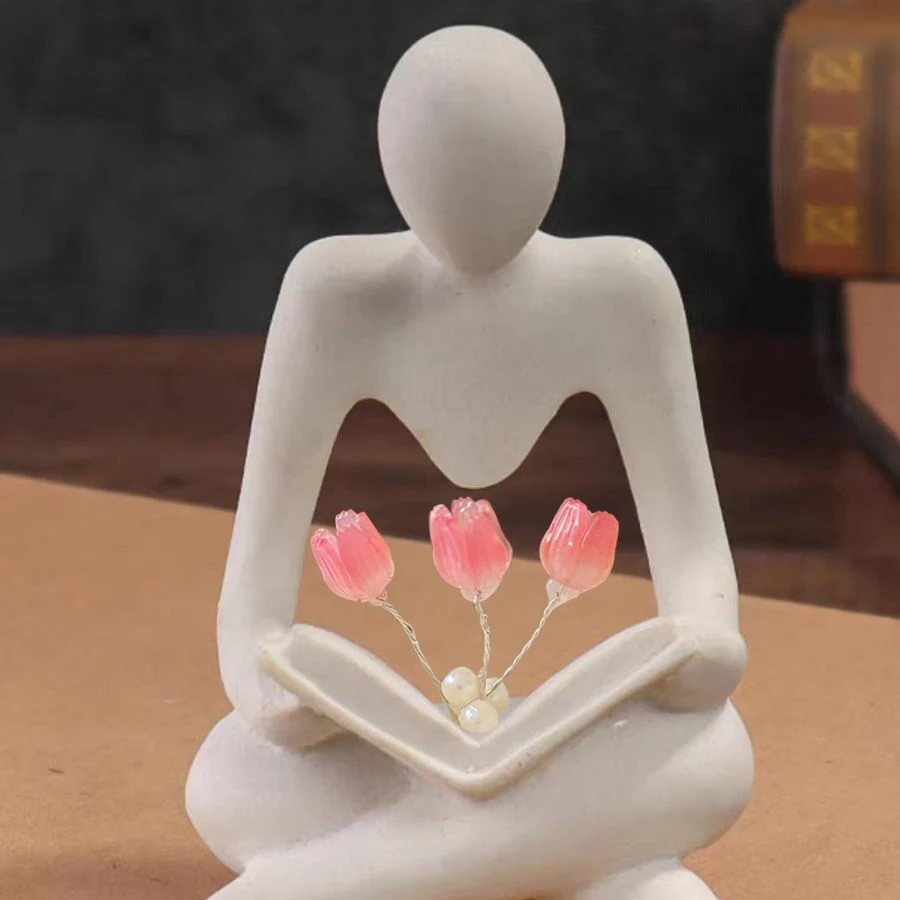 Illuminated Rose Reader Sculpture