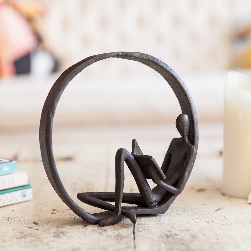 Iron Reader Sculpture