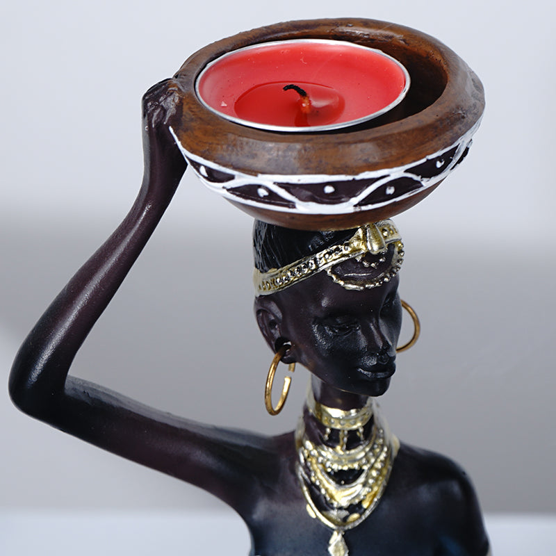African Women Candle Holder Sculptures